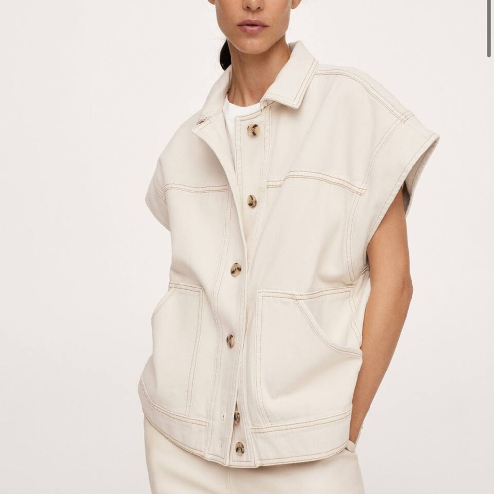 Mango Cream Oversized denim vest